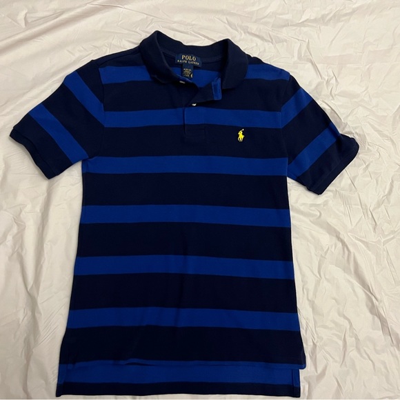 NWOT Polo Ralph Lauren Boy’s Medium (10-12) Royal Blue Navy Striped Polo - Picture 3 of 5